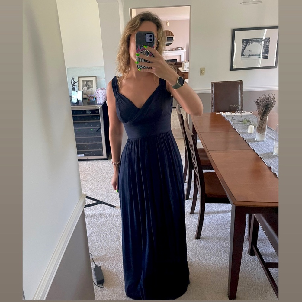 100% Silk Navy Blue Jenny Yoo Bridesmaid Dress